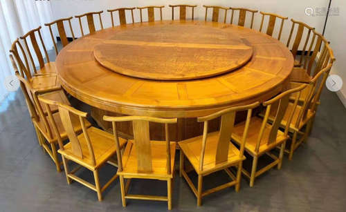 SET OF JINSINAN WOOD TABLE&CHAIR