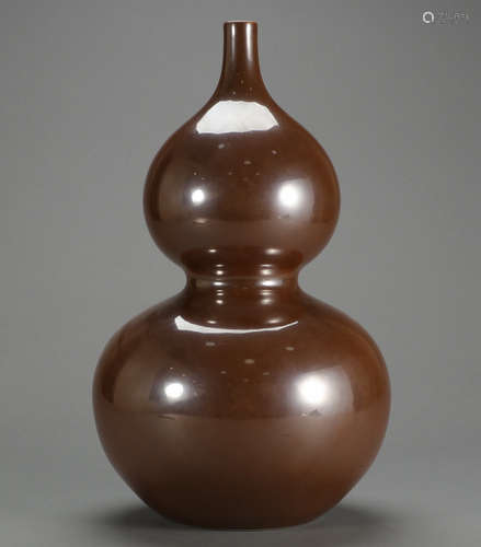 QIANLONG MARK, CHINESE PUROLE GOLD GLAZED GOURD VASE