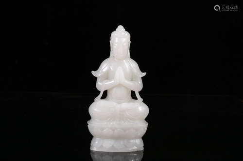 CHINESE CARVED HETIAN JADE BUDDHA