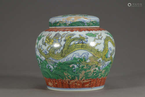 CHINESE DOUCAI DRAGON JAR