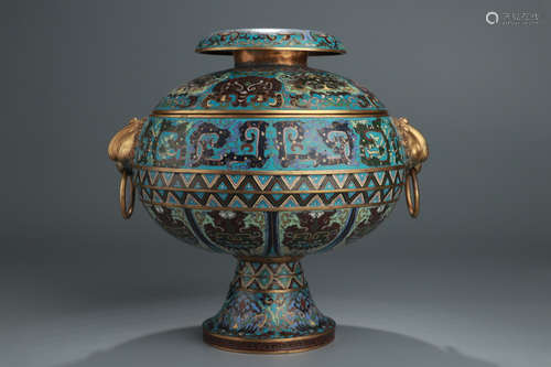 QIANLONG MARK, CHINESE CLOISONNE VASE