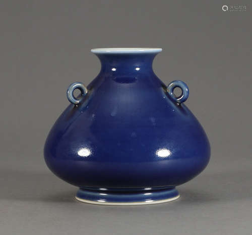 QIANLONG MARK, CHINESE BLUE GLAZED VASE