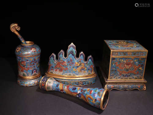 SET OF CHINESE CLOISONNE WRITING MATERIALS