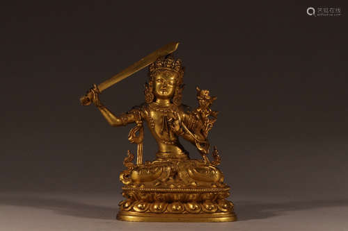 CHINESE GILT BRONZE BUDDHA