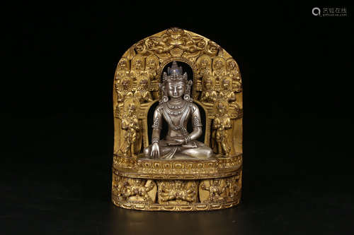 CHINESE GILT BRONZE BUDDHA