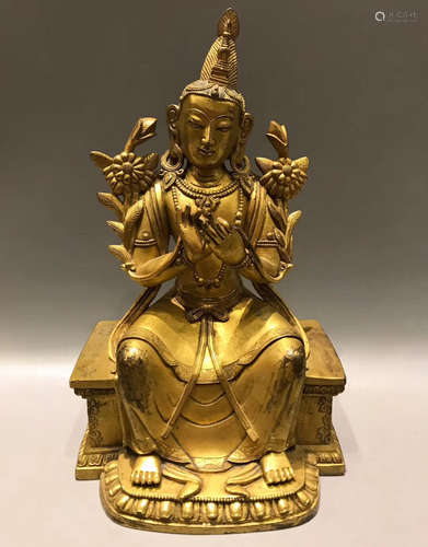 CHINESE GILT BRONZE BUDDHA