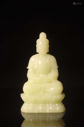 CHINESE CARVED HETIAN JADE BUDDHA