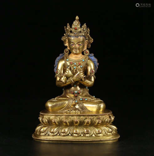 CHINESE GILT BRONZE BUDDHA