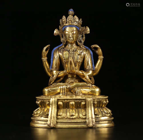 CHINESE GILT BRONZE BUDDHA