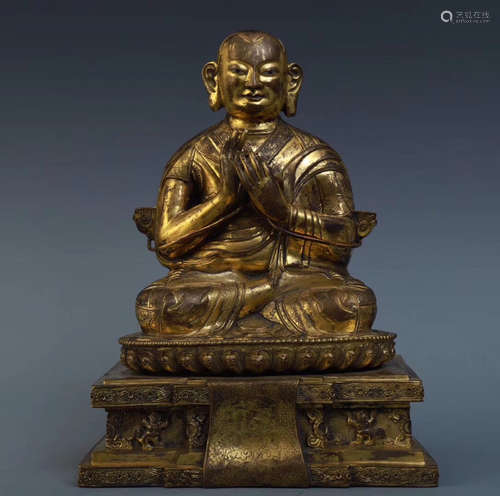 CHINESE GILT BRONZE BUDDHA