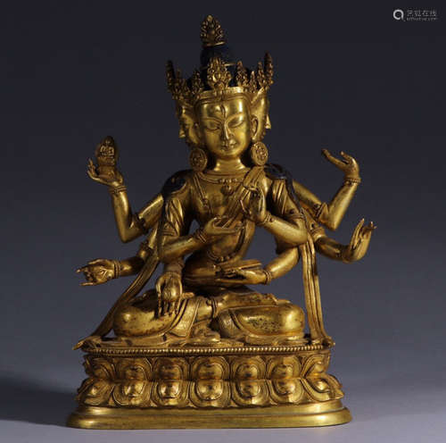 CHINESE GILT BRONZE BUDDHA