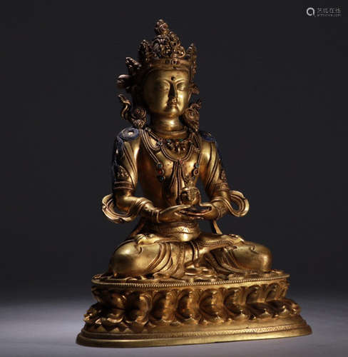 CHINESE GILT BRONZE BUDDHA