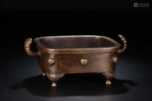 CHINESE SQUARED BRONZE CENSER