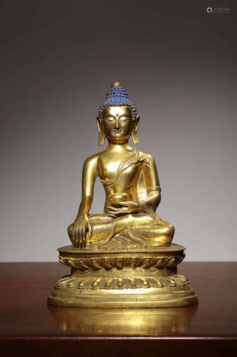 CHINESE GILT BRONZE BUDDHA