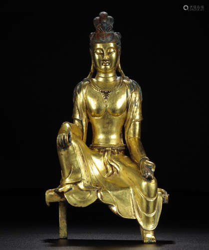 CHINESE GILT BRONZE BUDDHA