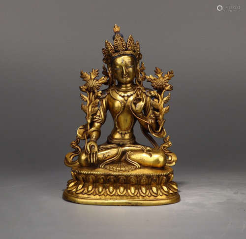 CHINESE GILT BRONZE BUDDHA