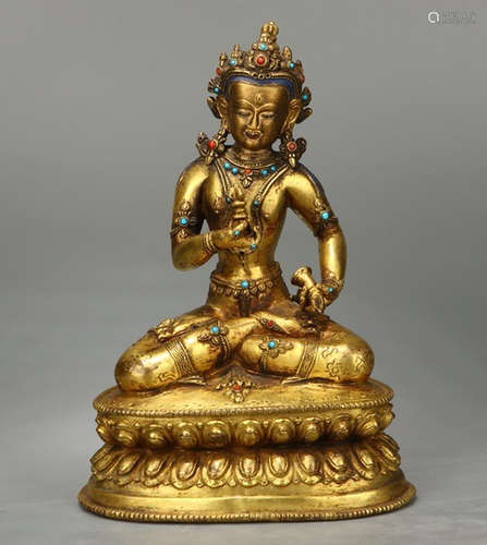 CHINESE GILT BRONZE BUDDHA