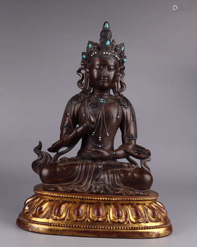 CHINESE GILT BRONZE BUDDHA