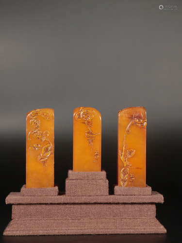 SET OF CHINESE SOAPSTONE SEAL (3 PIECES)