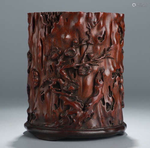 CHINESE CARVED BAMBOO BRUSH POT