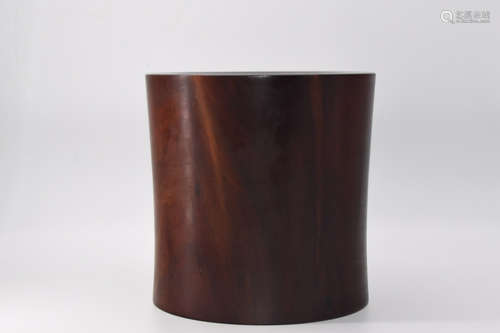 CHINESE CARVED WOOD BRUSH POT