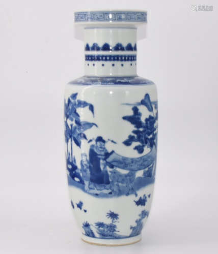 KANGXI MARK, CHINESE BLUE & WHITE VASE