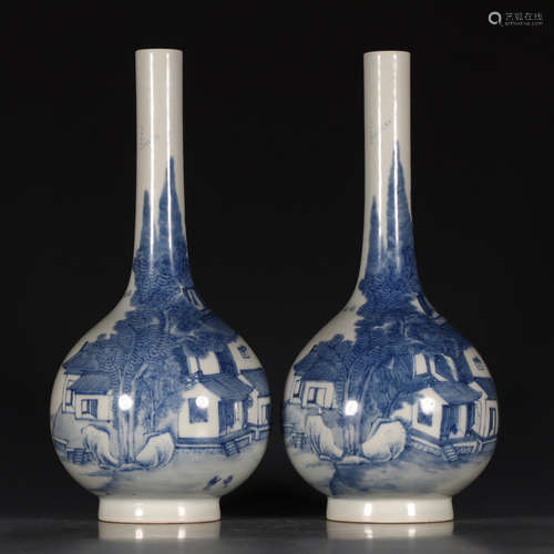 PAIR OF CHINESE BLUE & WHITE VASE