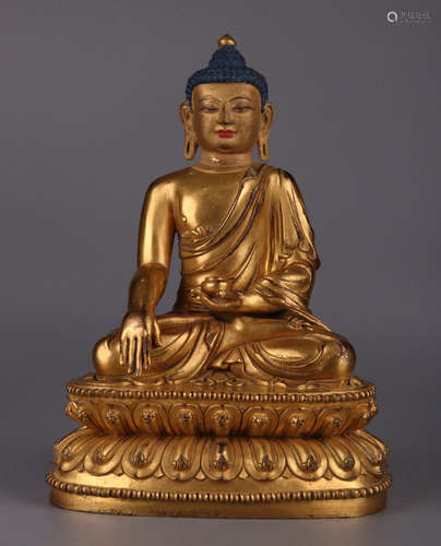 CHINESE GILT BRONZE BUDDHA