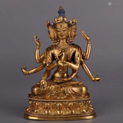 CHINESE GILT BRONZE BUDDHA