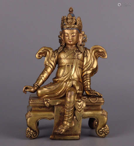 CHINESE GILT BRONZE BUDDHA