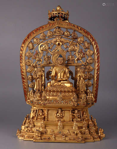 CHINESE GILT BRONZE BUDDHA