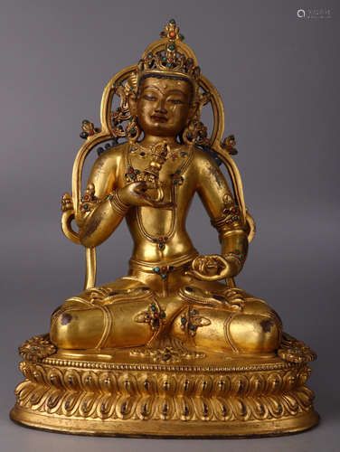 CHINESE GILT BRONZE BUDDHA