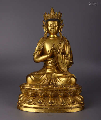 CHINESE GILT BRONZE BUDDHA