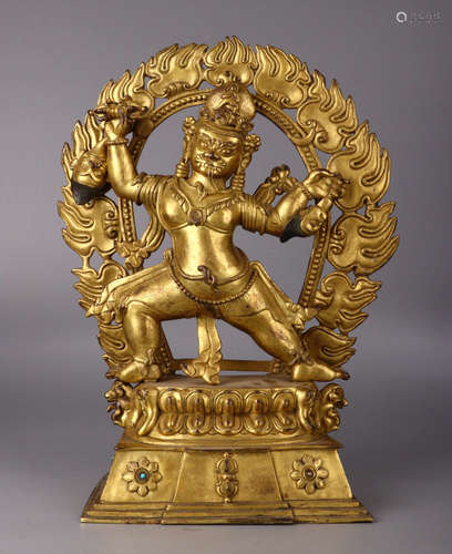 CHINESE GILT BRONZE BUDDHA