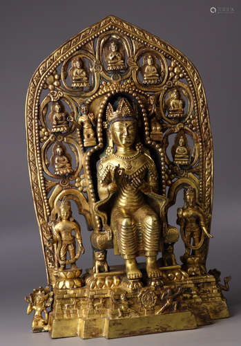 CHINESE GILT BRONZE BUDDHA