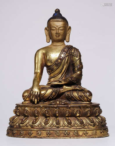 CHINESE GILT BRONZE BUDDHA