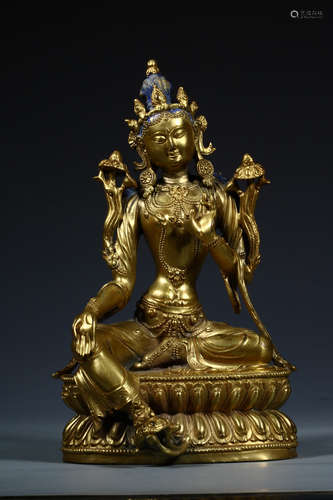 CHINESE GILT BRONZE BUDDHA