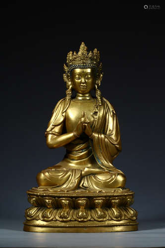 CHINESE GILT BRONZE BUDDHA