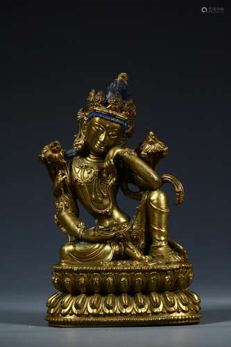 CHINESE GILT BRONZE BUDDHA