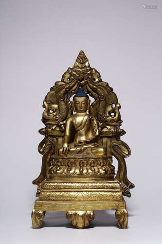 CHINESE GILT BRONZE BUDDHA