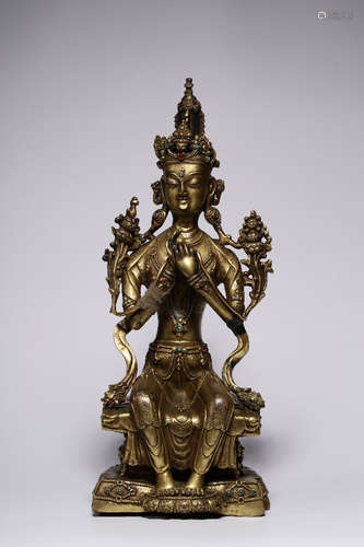 CHINESE GILT BRONZE BUDDHA