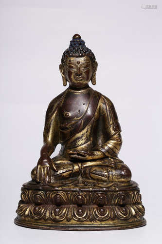 CHINESE GILT BRONZE BUDDHA