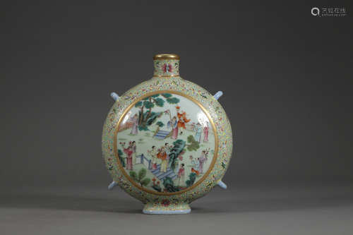 QIANLONG MARK, CHINESE FAMILLE ROSE MOONFLASK