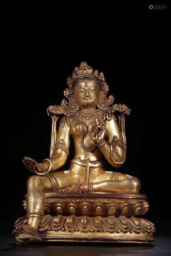 CHINESE GILT BRONZE BUDDHA