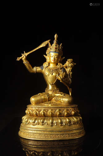 CHINESE GILT BRONZE BUDDHA