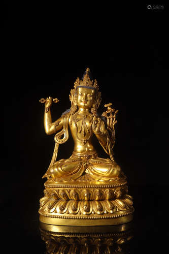 CHINESE GILT BRONZE BUDDHA