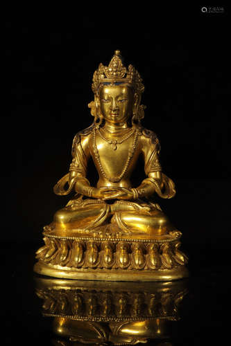 CHINESE GILT BRONZE BUDDHA