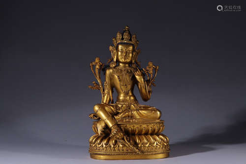 CHINESE GILT BRONZE BUDDHA