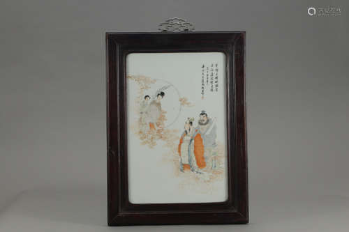 CHINESE FAMILLE ROSE PORCELAIN PLAQUE