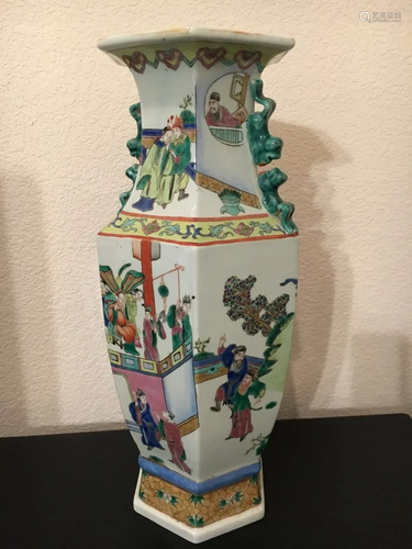 A Hexagonal Chinese Porcelain Vase